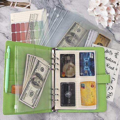 BVYA A5 Budget Binder، غطاء دفتر ملاحظات فضفاض من جلد البولي يوريثان الفاخر، غلاف دفتر الملاحظات للإدارة المالية in Kuwait
