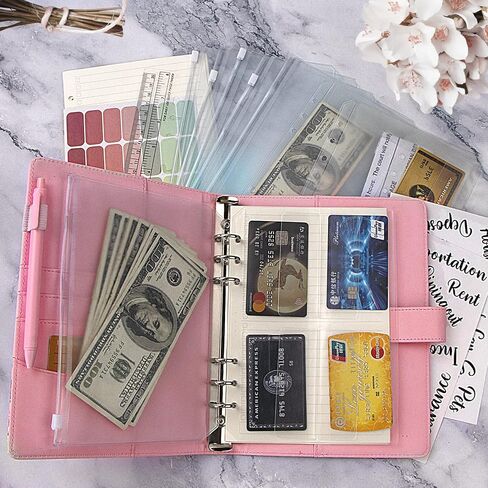 BVYA A5 Budget Binder، غطاء دفتر ملاحظات فضفاض من جلد البولي يوريثان الفاخر، غلاف دفتر الملاحظات للإدارة المالية in Kuwait