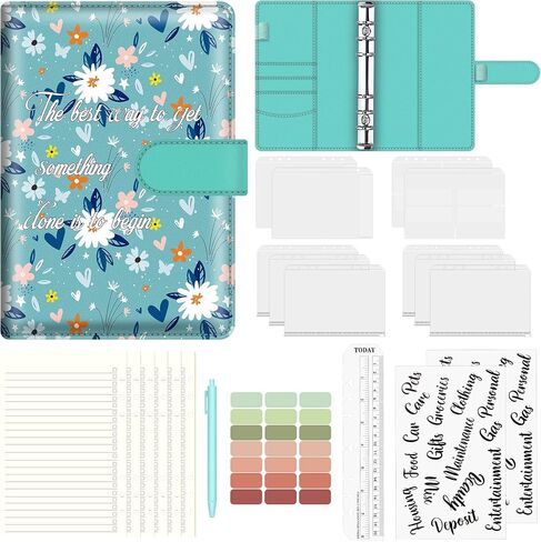 BVYA A5 Budget Binder، غطاء دفتر ملاحظات فضفاض من جلد البولي يوريثان الفاخر، غلاف دفتر الملاحظات للإدارة المالية in Kuwait