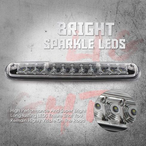 High Mount 3rd Stop Light Assemblies, Compatible with 2007-2013 Chevy Silverado/GMC Sierra 1500 2500HD 3500HD Third Center Cargo Reverse Rear LED Brake Light Bar Taillight (Chrome) in Saudi Arabia