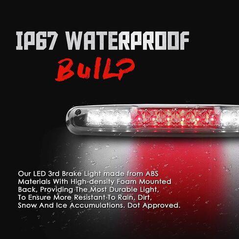 High Mount 3rd Stop Light Assemblies, Compatible with 2007-2013 Chevy Silverado/GMC Sierra 1500 2500HD 3500HD Third Center Cargo Reverse Rear LED Brake Light Bar Taillight (Chrome) in Saudi Arabia