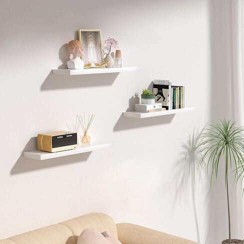 أرفف عائمة باللون الأبيض، 3 أرفف خشبية عائمة، عرض صور ديكور المنزل، رف منظم لغرفة المعيشة وغرفة النوم والحمام والمطبخ (3) in Kuwait