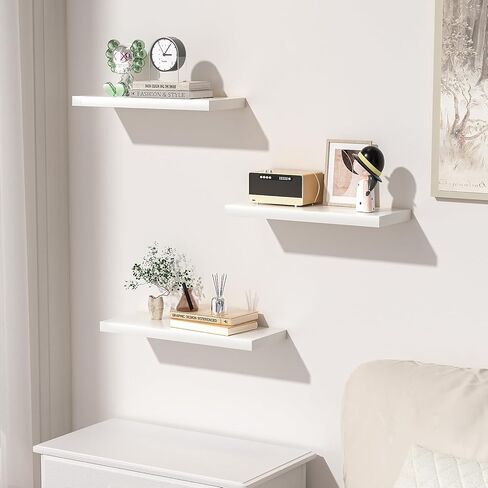 أرفف عائمة باللون الأبيض، 3 أرفف خشبية عائمة، عرض صور ديكور المنزل، رف منظم لغرفة المعيشة وغرفة النوم والحمام والمطبخ (3) in Kuwait