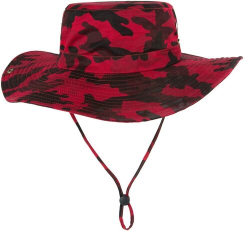Fishing Bucket Sun Boonie Hat Wide Brimmed Outdoor Summer UV Protection Cap with Side Snap Chin Cord in Kuwait