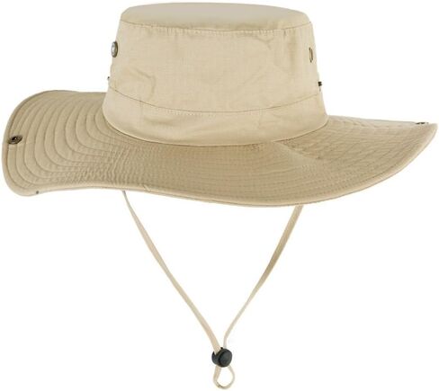 Fishing Bucket Sun Boonie Hat Wide Brimmed Outdoor Summer UV Protection Cap with Side Snap Chin Cord in Kuwait
