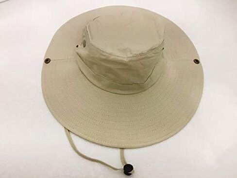 Fishing Bucket Sun Boonie Hat Wide Brimmed Outdoor Summer UV Protection Cap with Side Snap Chin Cord in Kuwait