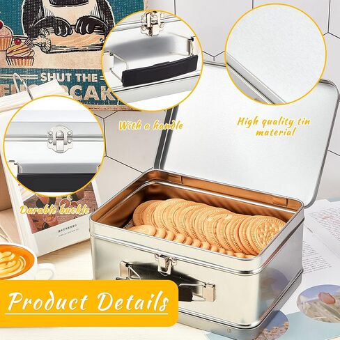 6 Pack DIY Lunch Box Tin Retro Set 8 x 6 x 4 inches with Hinged Lids DIY Large Fun Box for Storage Blank Design Vintage Metal Lunch Box for Kids Sandwich Containers (Black) in Kuwait