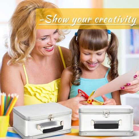 6 Pack DIY Lunch Box Tin Retro Set 8 x 6 x 4 inches with Hinged Lids DIY Large Fun Box for Storage Blank Design Vintage Metal Lunch Box for Kids Sandwich Containers (Black) in Kuwait