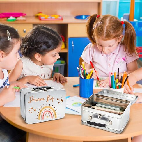 6 Pack DIY Lunch Box Tin Retro Set 8 x 6 x 4 inches with Hinged Lids DIY Large Fun Box for Storage Blank Design Vintage Metal Lunch Box for Kids Sandwich Containers (Black) in Kuwait