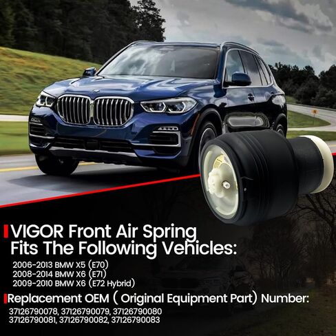 حقيبة زنبركية للتعليق الهوائي الخلفي من VIGOR متوافقة مع سيارة BMW X5 E70 وX6 E71/E72 الهجينة، رقم OEM 37126790078، 37126790080 in Kuwait