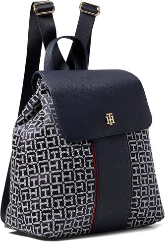 Tommy Hilfiger Chloe II Flap Backpack, Navy/White in Saudi Arabia