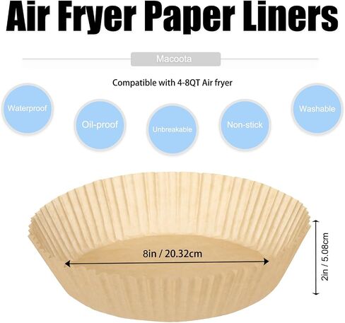 Air Fryer Liners Disposable 6.5 IN,100PCS Round Non-Stick Parchment Paper Parchment Paper for 3-5QT Air Fryer Roasting Microwave Basket in Saudi Arabia