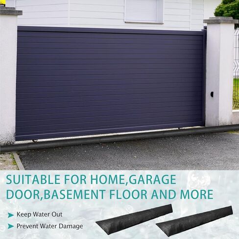 7 Pieces Water Barrier Set 5 Pcs 5 ft x 6.5 Inch Flood Barriers 2 Pcs 10 ft x 6.5 Inch Reusable Water Absorber Sandless Sand Bags for Home Rain Flooding Garage Basement Door Protection, Black in Kuwait