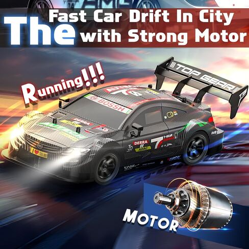 RC Drift Car 2.4GHz, 1/16 Rcemote Control Car 4WD RC Cars Fast Drifting Car Rechargeable Toys for Adults Kids Black Hobby Racing Car with Lights Drifting Tire Toy Car for Boys in Kuwait