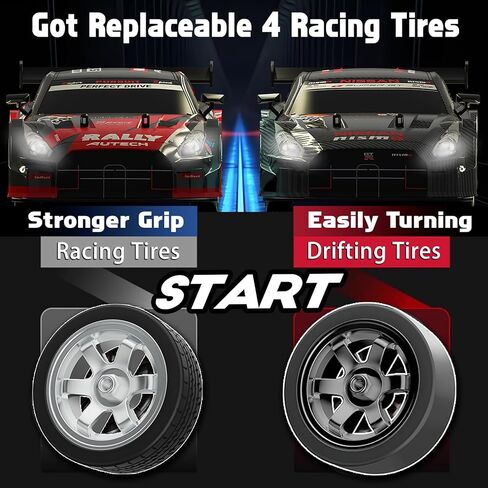 RC Drift Car 2.4GHz, 1/16 Rcemote Control Car 4WD RC Cars Fast Drifting Car Rechargeable Toys for Adults Kids Black Hobby Racing Car with Lights Drifting Tire Toy Car for Boys in Kuwait
