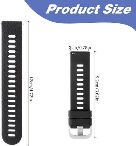 Black Silicone Watch Bands Watch Straps for Men, Rubber Watch Band with Silver Stainless Steel Buckle, Smartwatch Bands Waterproof Sport Watchbands for 18 20 22mm Lug in Saudi Arabia