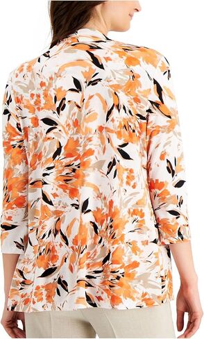 سترة نسائية من Kasper بتصميم زهور نباتية من البولي بيكيه ورقبة مكشكشة ومتماسكة in Kuwait