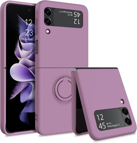 BENTOBEN Compatible with Samsung Galaxy Z Flip 3 Case, Phone Case Samsung Z Flip3 5G, Slim Silicone Kickstand Ring Holder Design Shockproof Protetive Bumper Girls Women Boys Men Cover, Purple in Saudi Arabia