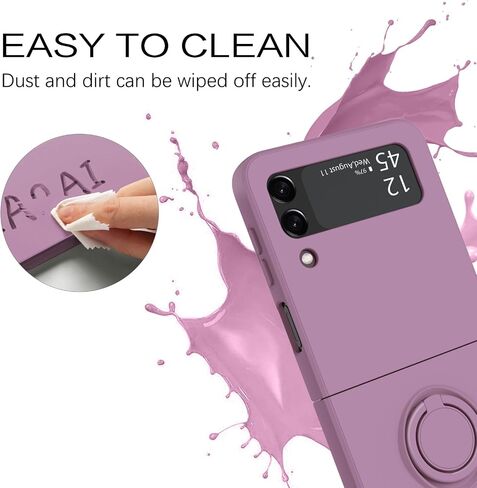 BENTOBEN Compatible with Samsung Galaxy Z Flip 3 Case, Phone Case Samsung Z Flip3 5G, Slim Silicone Kickstand Ring Holder Design Shockproof Protetive Bumper Girls Women Boys Men Cover, Purple in Saudi Arabia