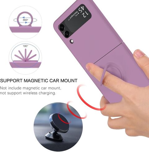 BENTOBEN Compatible with Samsung Galaxy Z Flip 3 Case, Phone Case Samsung Z Flip3 5G, Slim Silicone Kickstand Ring Holder Design Shockproof Protetive Bumper Girls Women Boys Men Cover, Purple in Saudi Arabia