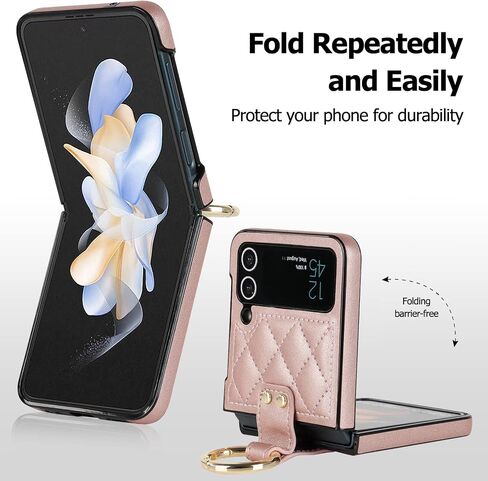 Galaxy Z Flip 4 Case with Ring, Premium Leather Back Cover Anti-Scratch Shockproof Case for Samsung Z Flip 4 5G (Black) in Saudi Arabia