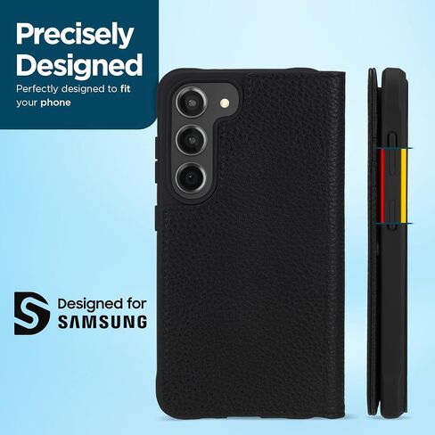 حافظة Case-Mate لهاتف Samsung Galaxy S23 [6.1 بوصة] [حماية من السقوط بطول 12 قدمًا] [شحن لاسلكي] حافظة هاتف فوليو بمحفظة جلدية سوداء لهاتف Samsung Galaxy S23 مع حامل لبطاقة الهوية والائتمان، وحامل الهاتف in Kuwait