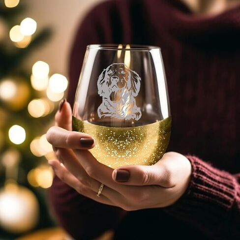 Fathers Day Gifts for Golden Retriever Dog Dad, Golden Retriever Dog Face Etched Gold Wine Glass in Kuwait