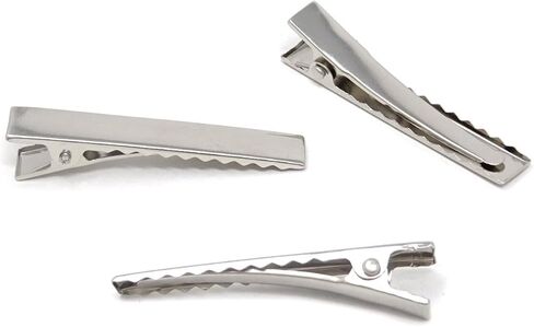 Honbay 50PCS Silver Tone Single Prong Metal Alligator Hair Clip Flat Top with Teeth for Arts & Crafts Projects, Dry Hanging Clothing, Office Paper Document Organization,Hair Care (4.5cm/1.77inch) in Saudi Arabia