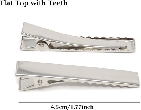 Honbay 50PCS Silver Tone Single Prong Metal Alligator Hair Clip Flat Top with Teeth for Arts & Crafts Projects, Dry Hanging Clothing, Office Paper Document Organization,Hair Care (4.5cm/1.77inch) in Saudi Arabia