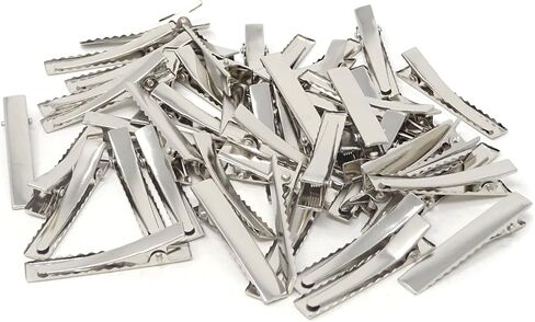 Honbay 50PCS Silver Tone Single Prong Metal Alligator Hair Clip Flat Top with Teeth for Arts & Crafts Projects, Dry Hanging Clothing, Office Paper Document Organization,Hair Care (4.5cm/1.77inch) in Saudi Arabia