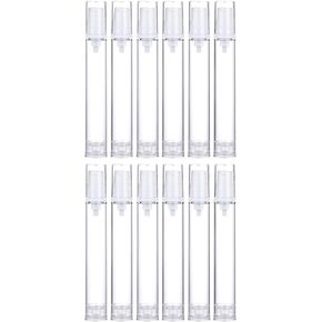 Wresty 12 Pcs Vacuum Lotion Bottles Plastic Empty Airless Pump Bottles Travel DIY Cosmetic Cream Pump Bottles Makeup Foundation Toiletries Liquid Vacuum Container (5ml)