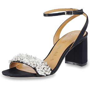 Women's Stylish Leather Chunky heeled sandals with leather outsolefor dressy summer
