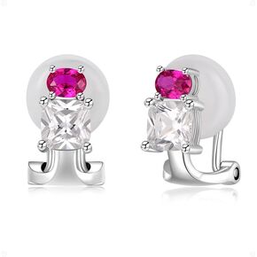 اقراط بمشبك للنساء من فنيبيرد من الفضة الاسترلينية عيار 925 ومرصعة باحجار زركونيا مكعب بمشبك تثبيت مريحة وغير مؤلمة للاذنين غير المثقوبة in Kuwait