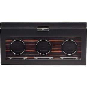 ملفاف ساعة WOLF Roadster مع مساحة تخزين، أسود - ملاءمة آمنة مع أساور ديناميكية حاصلة على براءة اختراع - جميع أحجام المعصم - غطاء من الجلد النباتي والزجاج - يتضمن محول عالمي in Kuwait