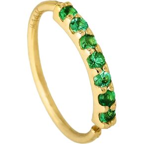 Jewelry Avalanche 20G 14K Yellow Gold Nose Hoop Ring 7-Stone Emerald Gemstone Nose Ring 8mm Cartilage Hoop Helix Ring Tragus Ring Unisex May Birthstone Nose Ring
