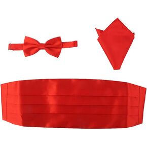 3pcs Mens Formal Woven Satin Cummerbund Mens Premium Cummerbund Adjustable, Bow Tie, Handkerchief Mens Cummerbund Bow Tie Set, Include Cummerbund, Bow Tie, Pocket Square