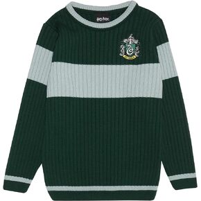 Popgear Boy's Harry Potter Slytherin Quidditch Knitted Jumper Green/Heather Grey Sweaters in Kuwait