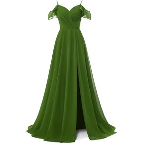 Rmaytiked Spaghetti Straps Bridesmaid Dresses for Women Long Chiffon Wedding Guest Dress Formal Evening Dresses with Slit