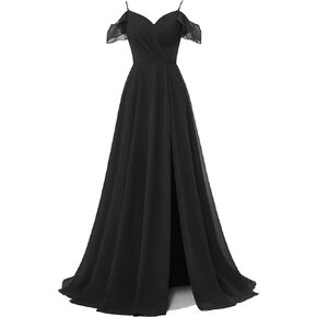 Rmaytiked Spaghetti Straps Bridesmaid Dresses for Women Long Chiffon Wedding Guest Dress Formal Evening Dresses with Slit