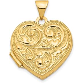 Diamond2Deal 14k Yellow Gold Scrolled Love you always Heart Locket 1.3g, for Women
