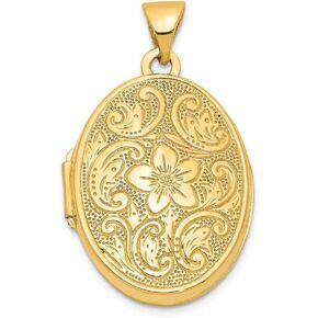 Roy Rose Jewelry 14K Yellow Gold Scrolled Floral Locket 30x21mm