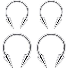 Ovxznts Long Spike Septum Rings 16G Surgical Steel Snake Bite Jewelry Lip Rings Smiley Piercing Jewelry for Women Men 8mm/10mm
