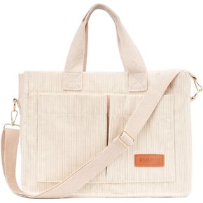 REDSINDA Corduroy Crossbody Bag for Women Tote Bag with Pockets Square Shoulder Bag Everyday Handbags for Work Travel