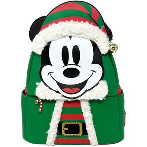 Loungefly Disney Mickey Mouse Elf Holiday Christmas Womens Double Strap Shoulder Bag Purse