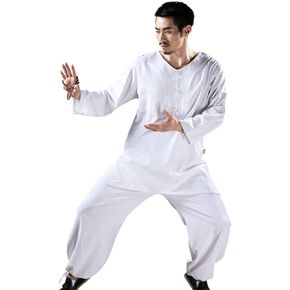KSUA Mens Tai Chi Uniform Chinese Kung Fu Clothing Cotton Tai Chi Suit for Martial Arts Kungfu Taichi Zen Meditation