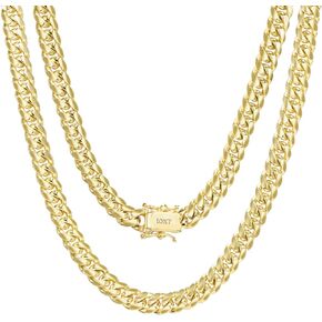 Nuragold 10k Yellow Gold 6mm Solid Miami Cuban Link Chain Pendant Necklace, Mens Jewelry Box Clasp 18" 20" 22" 24" 26" 28" 30"