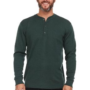 Long Sleeve Men's Henley - 100% Merino Wool - 3 Button Front Closure - Casual Shirt
