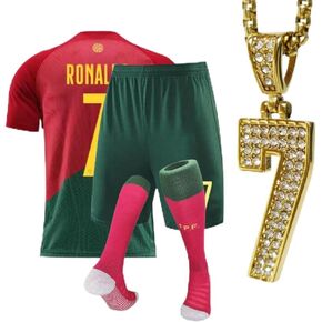 Boy's soccer jersey kids children's sportswear youth football uniforms with socks and #7 necklaces