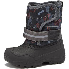 LONDON FOG Dex Waterproof Little Kid & Toddler Boys Snow Boots - Insulated Sherpa Lined Boy Winter Boots for Toddlers and Kids, Dinosaur or Camo - Toddler Size 5 to 10 and Kid Size 11 to 2