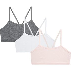 Rene Rofe Girls' Kaylee or Zoey Training Bra – 3 Pack Comfort Stretch Cami Bralette (7-14)